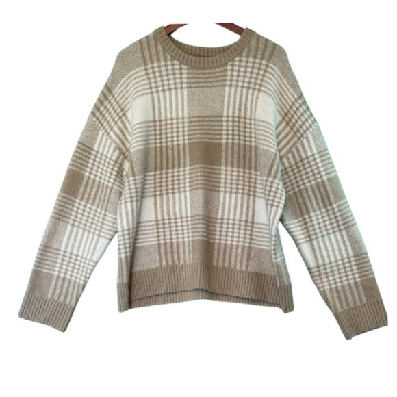 NWOT Comfy Checkered OAK+FORT Women's Sweater Size S (BB0808) - Picture 1 of 2